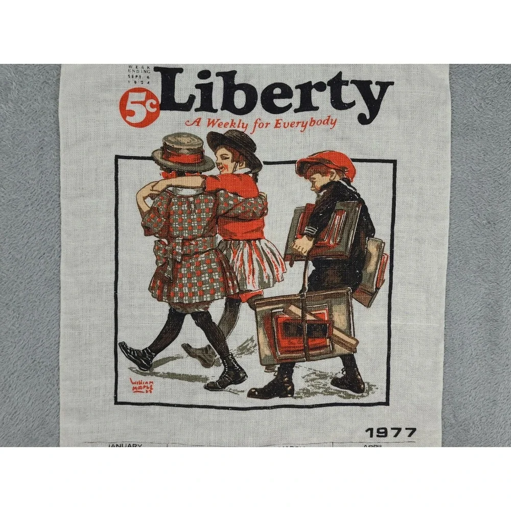 1977 Vintage‎ Calendar Liberty Library Corp Linen School Days Repro